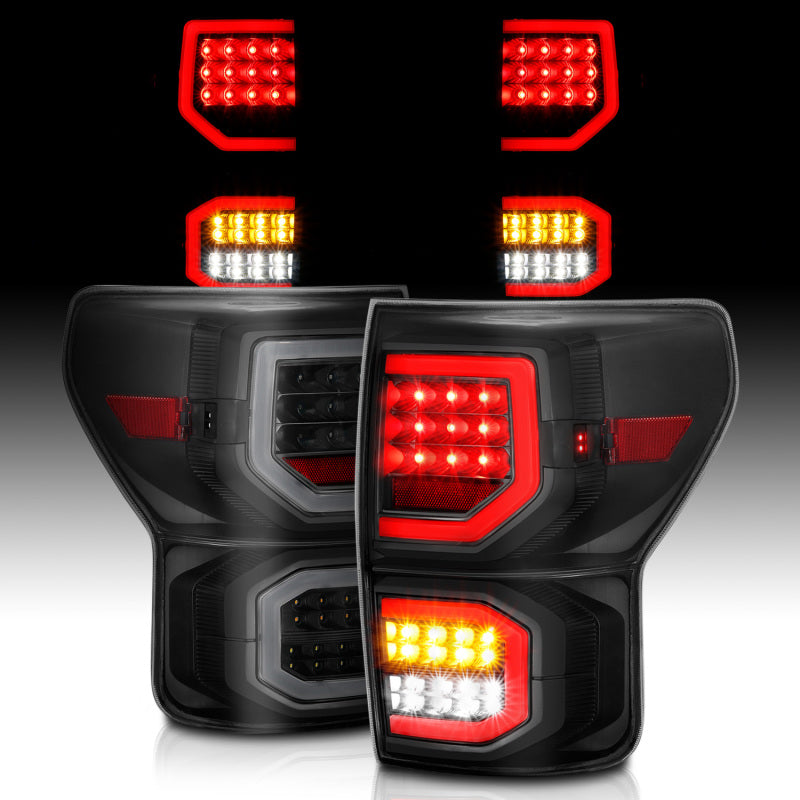 Load image into Gallery viewer, ANZO 2007-2013 Toyota Tundra LED Taillights Plank Style Black w/Smoke Lens
