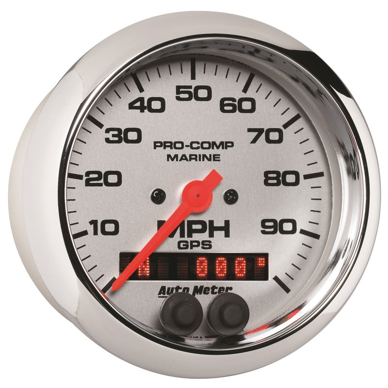 Load image into Gallery viewer, Autometer Marine Chrome 3-3/8in 100MPH GPS Speedometer Gauge
