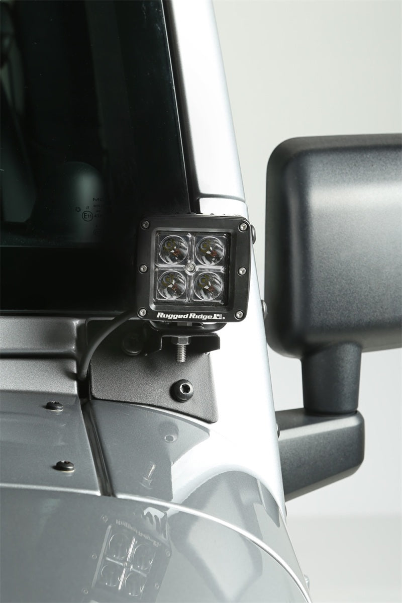 Load image into Gallery viewer, Rugged Ridge 07-18 Jeep Wrangler JK Textured Black Windshield Aux. Light Mounting Brackets
