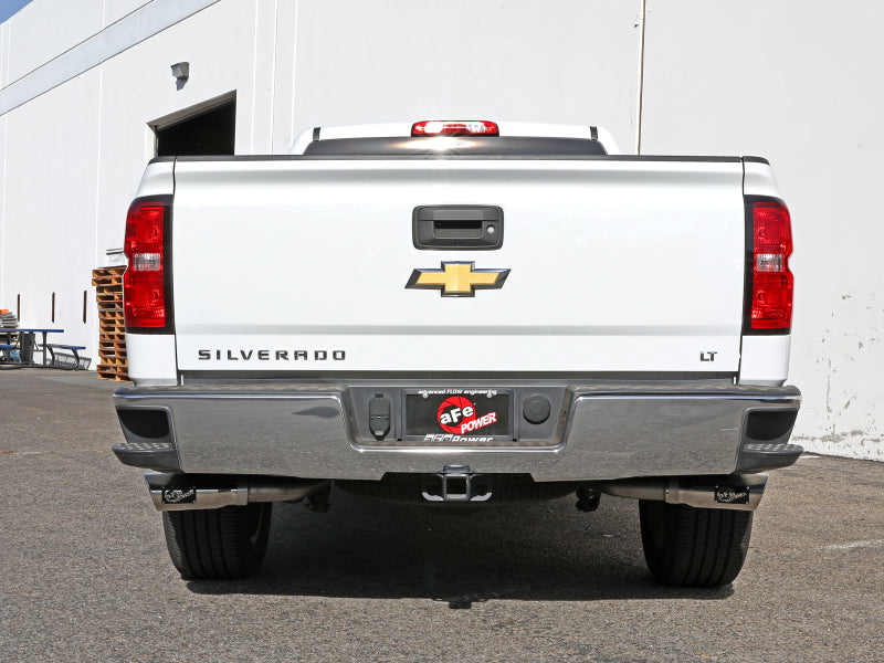 Load image into Gallery viewer, aFe Gemini XV 3in 304SS CB Exhaust w/ Cutout 14-19 GM Trucks 4.3/5.3L w/ Pol Tips - CrewCab/Extended
