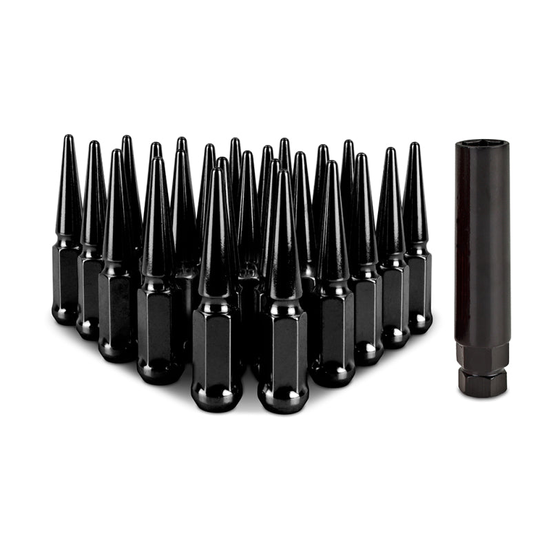 Load image into Gallery viewer, Mishimoto Mishimoto Steel Spiked Lug Nuts M14 x 1.5 24pc Set Black
