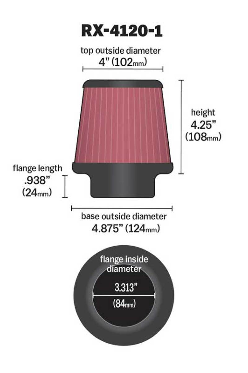 Load image into Gallery viewer, K&amp;N Universal X-Stream Clamp-On Air Filter 3.313in Flg ID/4.875in Base OD/4in Top OD/4.25in H

