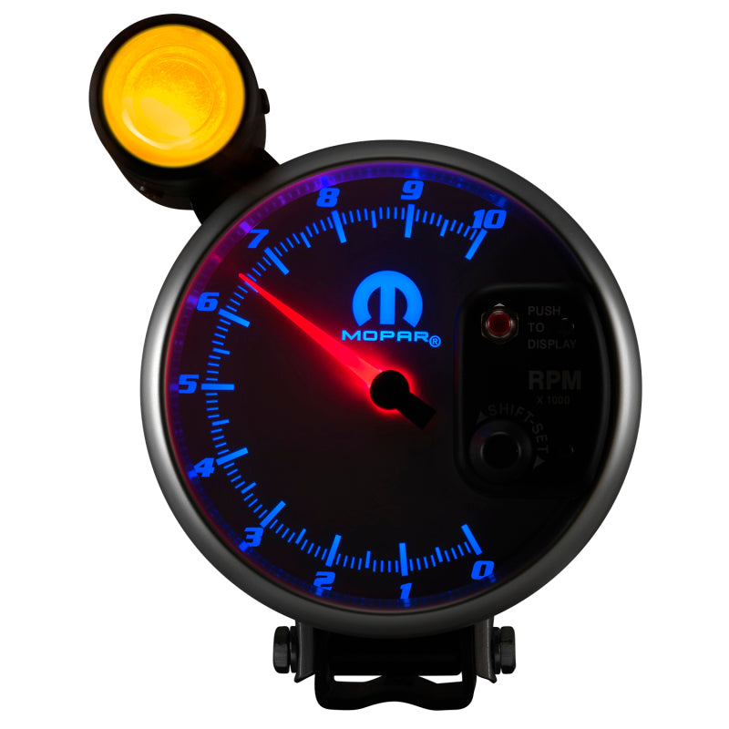 Load image into Gallery viewer, AutoMeter Gauge Tachometer 5in. 10K RPM Pedestal W/ Ext. Shift-Lite White Mopar
