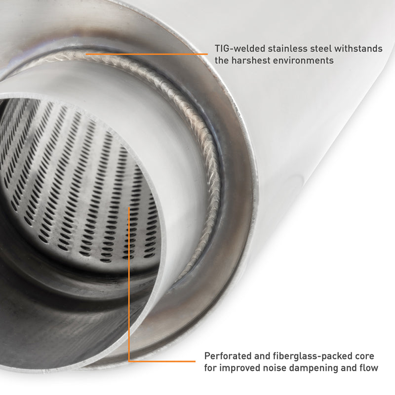 Load image into Gallery viewer, Mishimoto Universal Muffler with 3.0in Offset Inlet/Outlet - Brushed
