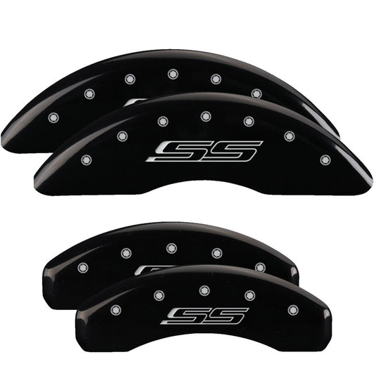 MGP 4 Caliper Covers Engraved Front & Rear Gen 5/SS Black finish silver ch