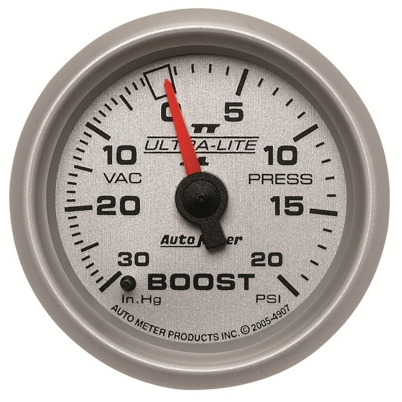 Load image into Gallery viewer, Autometer Ultra-Lite II 52mm 30 in Hg/20 psi Mechanical Boost/Vacuum Gauge
