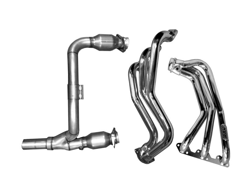 Load image into Gallery viewer, BBK 07-11 Jeep 3.8 V6 Long Tube Exhaust Headers And Y Pipe And Converters - 1-5/8 Chrome
