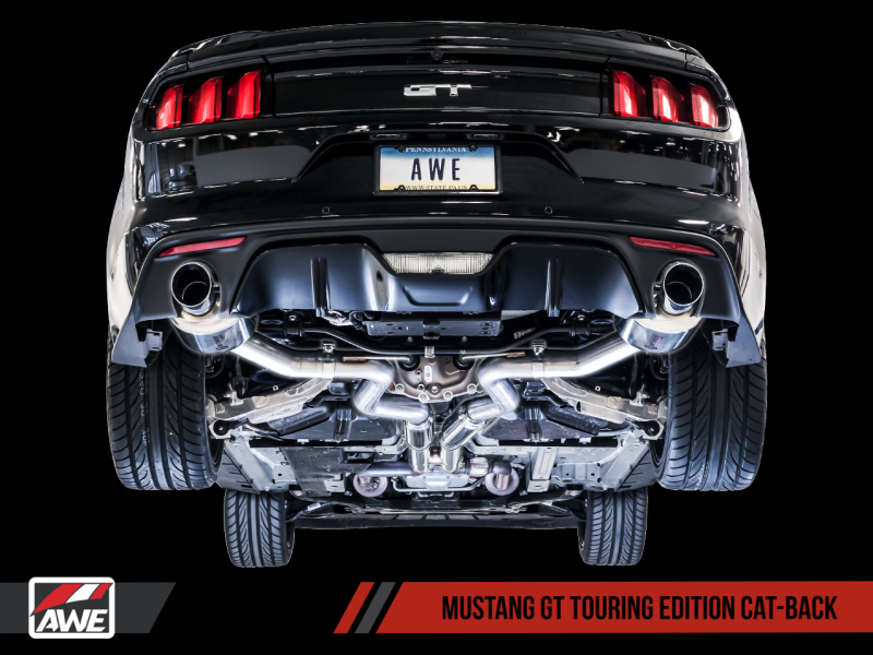Load image into Gallery viewer, AWE Tuning S550 Mustang GT Cat-Back Exhaust - Touring Edition (Diamond Black Tips)
