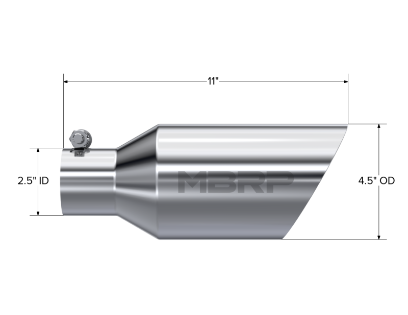 Load image into Gallery viewer, MBRP Universal Tip 4.5 O.D. Dual Walled Angled Rolled End 2.5 Inlet 12in Length - T304
