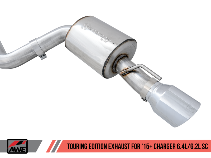 Load image into Gallery viewer, AWE Tuning 2015+ Dodge Charger 6.4L/6.2L SC Non-Resonated Touring Edition Exhaust - Silver Tips
