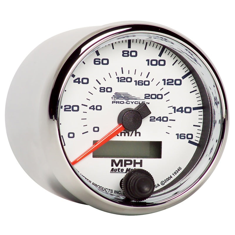 Load image into Gallery viewer, Autometer Pro-Cycle Gauge Speedo 2 5/8in 160 Mph/260Kmh Elec White
