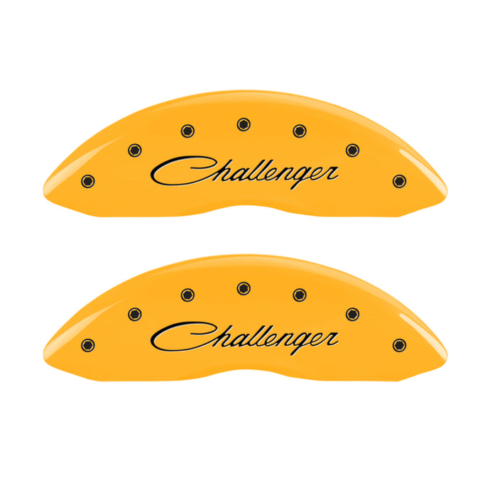 MGP 4 Caliper Covers Engraved F & R Cursive/Challenger Yellow Finish Black Char 2006 Dodge Charger