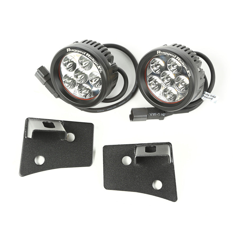 Load image into Gallery viewer, Rugged Ridge 07-18 Jeep Wrangler JK Textured Black Round Windshield LED Kit w/ Brackets
