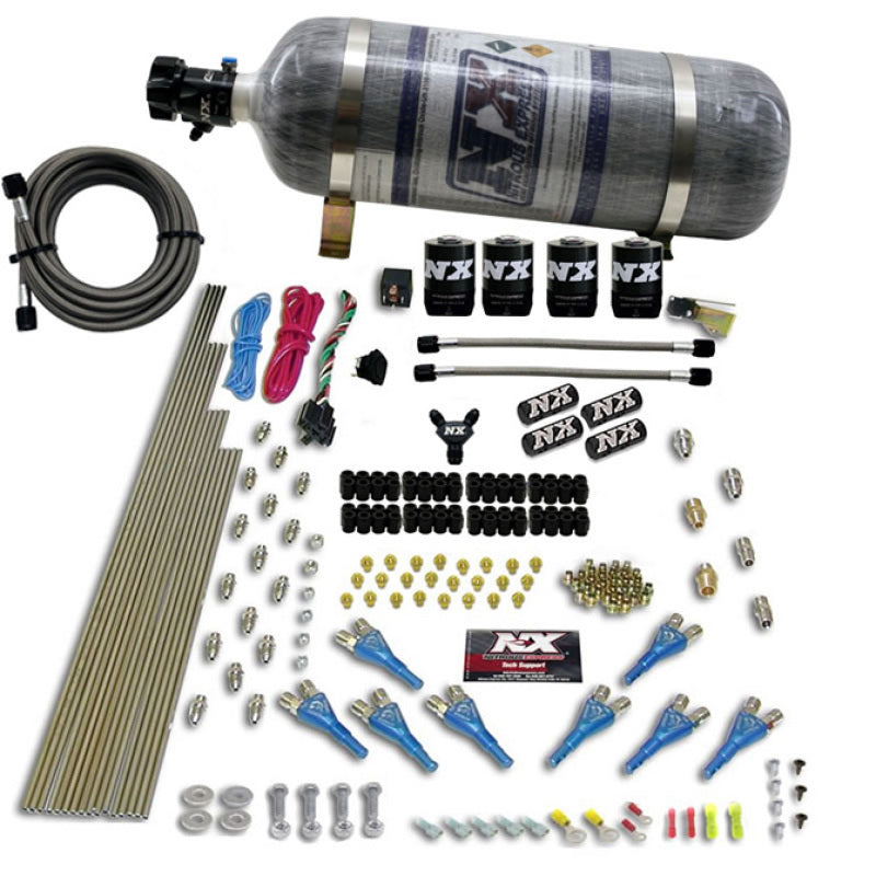 Load image into Gallery viewer, Nitrous Express 8 Cyl Shark Direct Port 4 Solenoids Nitrous Kit (200-600HP) w/Composite Bottle
