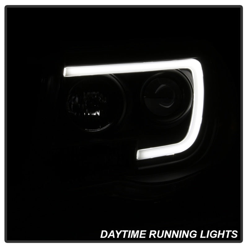 Load image into Gallery viewer, Spyder 05-11 Toyota Tacoma Ver 2 Proj Headlights - Light Bar DRL - Black Smoke PRO-YD-TT05V2-LB-BSM
