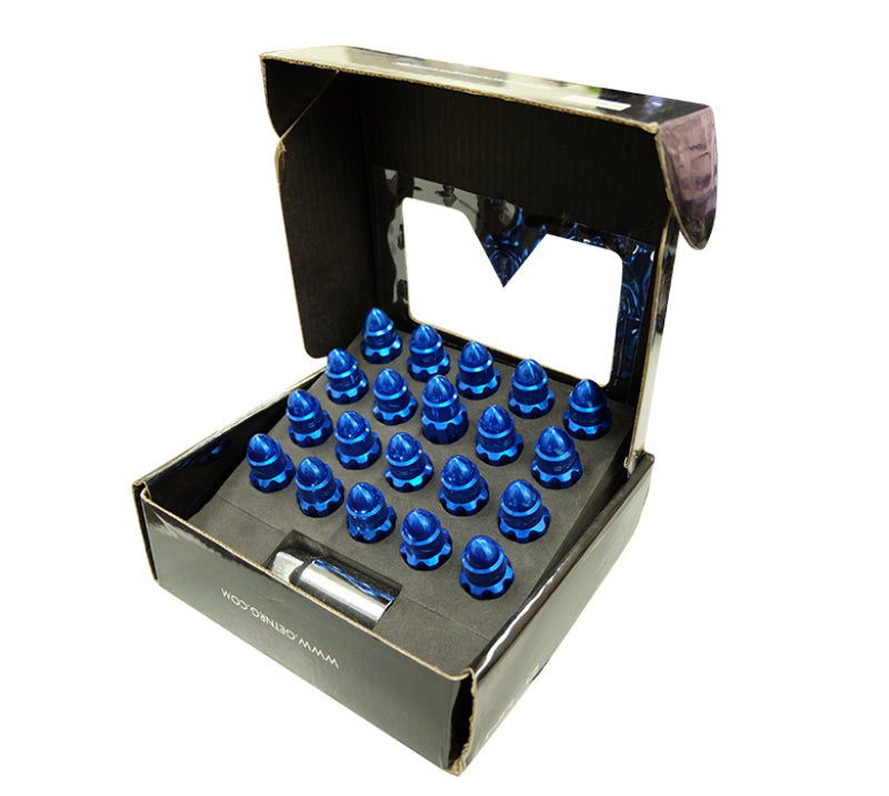 Load image into Gallery viewer, NRG 500 Series M12 X 1.5 Bullet Shape Steel Lug Nut Set - 21 Pc w/Lock Key - Blue
