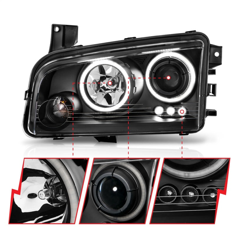 Load image into Gallery viewer, ANZO 2006-2010 Dodge Charger Projector Headlights w/ Halo Chrome (CCFL)
