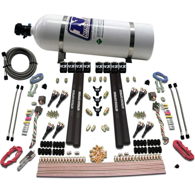 Load image into Gallery viewer, Nitrous Express SX2 Dual Stage 8 Solenoid /Gasoline Nitrous Kit (200-1200HP) w/15lb Bottle
