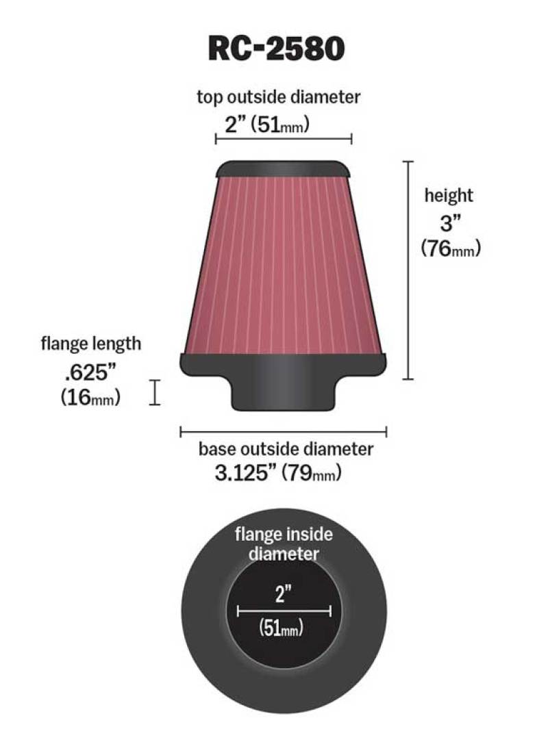 Load image into Gallery viewer, K&amp;N Universal Clamp-On Air Filter 2in FLG / 3-1/8in B / 2in T / 3in L

