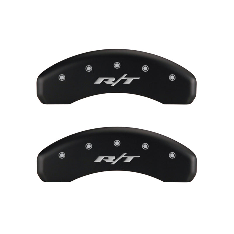 Load image into Gallery viewer, MGP 4 Caliper Covers Engraved Front &amp; Rear RT1-Truck Red finish silver ch
