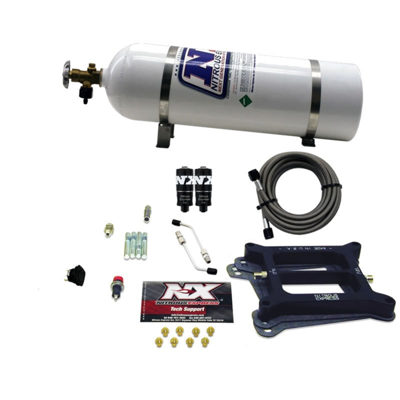Load image into Gallery viewer, Nitrous Express 4150 Hitman 4-BBL Nitrous Kit (100-200HP) w/15lb Bottle
