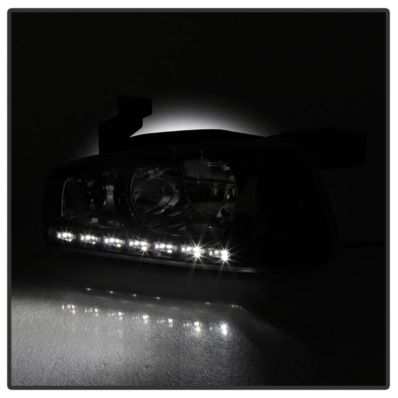 Load image into Gallery viewer, Xtune Dodge Charger 06-10 1Pc LED Crystal Headlights Black HD-ON-DCH05-1PC-LED-BK
