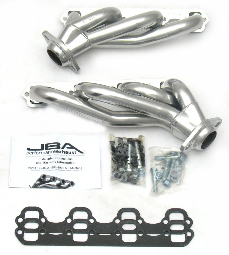 Load image into Gallery viewer, JBA 86-93 Ford Mustang 5.0L SBF 1-5/8in Primary Silver Ctd Cat4Ward Header
