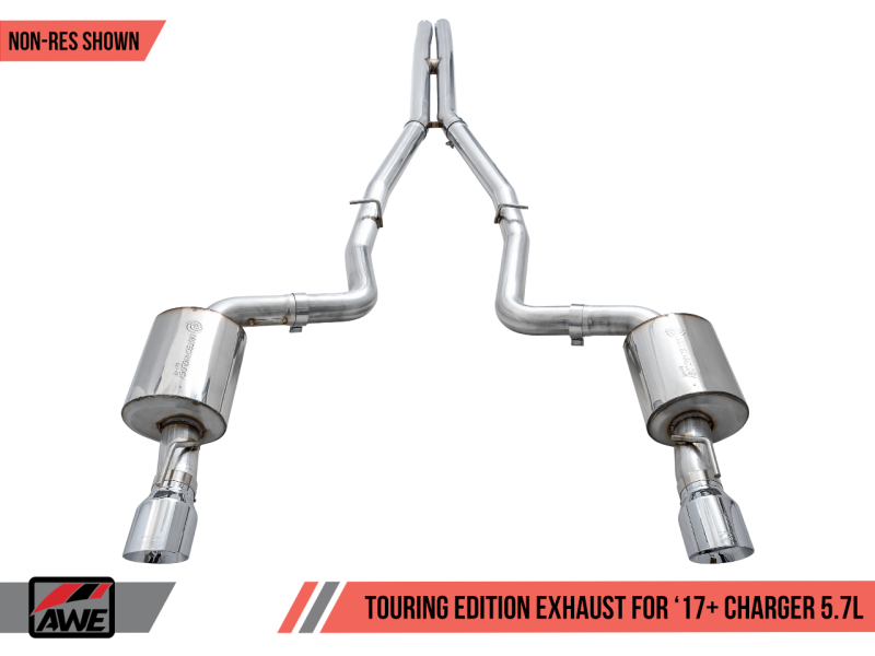 Load image into Gallery viewer, AWE Tuning 2017+ Dodge Charger 5.7L Touring Edition Exhaust - Non-Resonated - Diamond Black Tips
