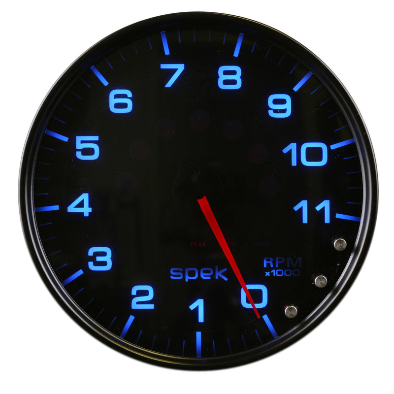 Load image into Gallery viewer, Autometer Spek-Pro Gauge Tachometer 5in 11K Rpm W/Shift Light &amp; Peak Mem Black/Smoke/Black
