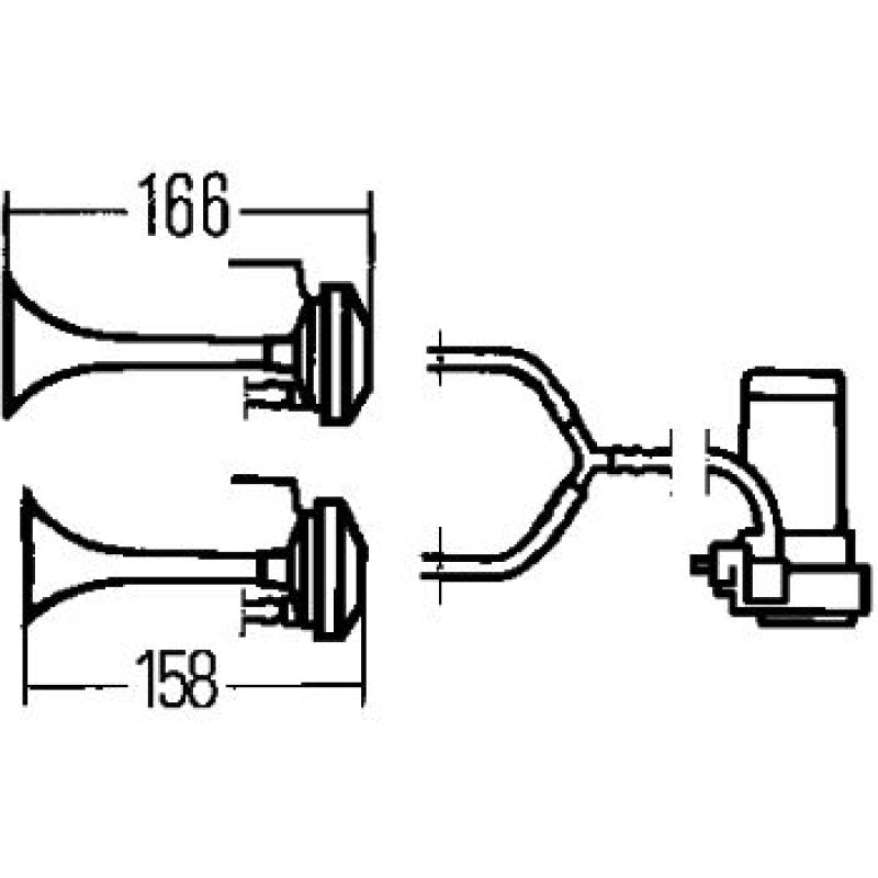 Load image into Gallery viewer, Hella Twin Trumpet Horn Kit 12V 240W 795-800Hz 118dB
