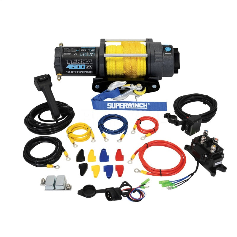 Load image into Gallery viewer, Superwinch 4500 LBS 12V DC 1/4in x 50ft Synthetic Rope Terra 4500SR Winch - Gray Wrinkle
