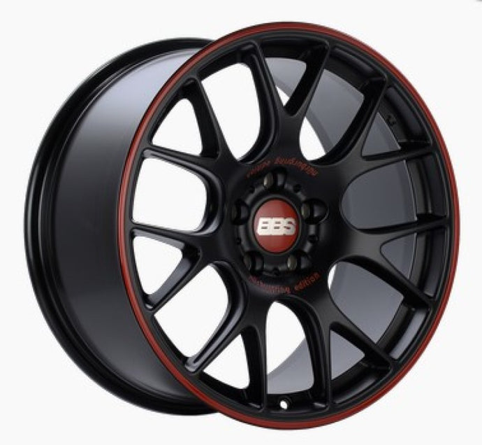 BBS CH-R Nurburgring Edition 19x9.5 5x112 ET45 Satin Black/Red Lip Wheel - 82mm PFS/Clip Req.