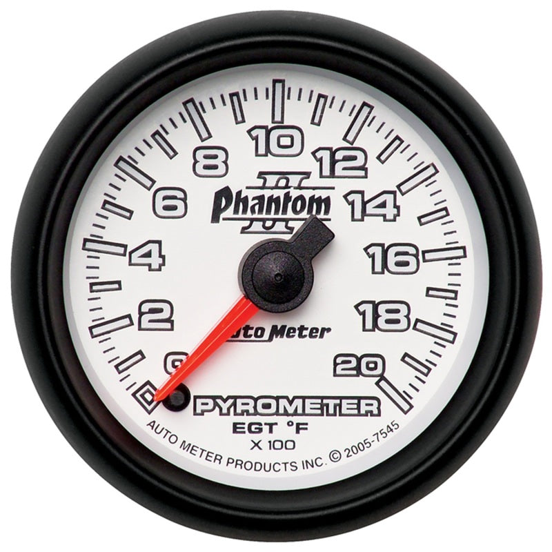 Load image into Gallery viewer, Autometer Phantom II 52.4mm Full Sweep Electronic 0-2000 Def F EGT/Pyrometer Gauge
