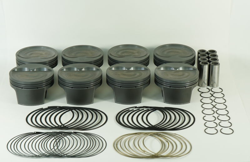 Load image into Gallery viewer, Mahle MS Piston Set SBC 406ci 4.155in Bore 3.750in Stroke 5.7in Rod 0.927 Pin -20cc 9.9 CR Set of 8

