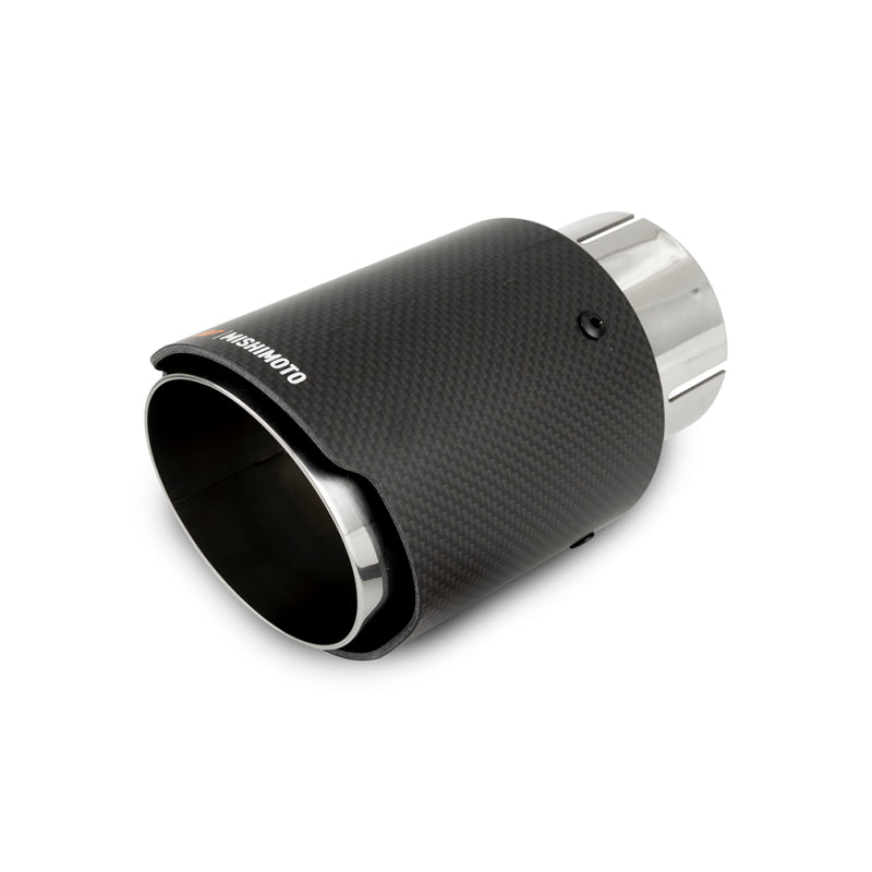 Load image into Gallery viewer, Mishimoto Carbon Fiber Muffler Tip 3in Inlet 4in Outlet Polished
