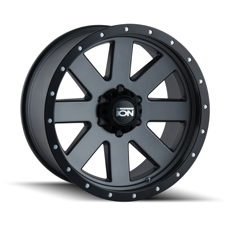 Load image into Gallery viewer, ION Type 134 18x10 / 5x139.7 BP / -19mm Offset / 108mm Hub Matte Gunmetal/Black Beadlock Wheel
