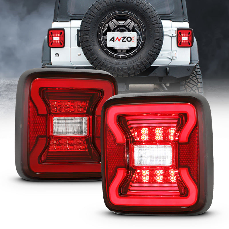 Load image into Gallery viewer, ANZO 18-19 Jeep Wrangler JL LED Taillights Black
