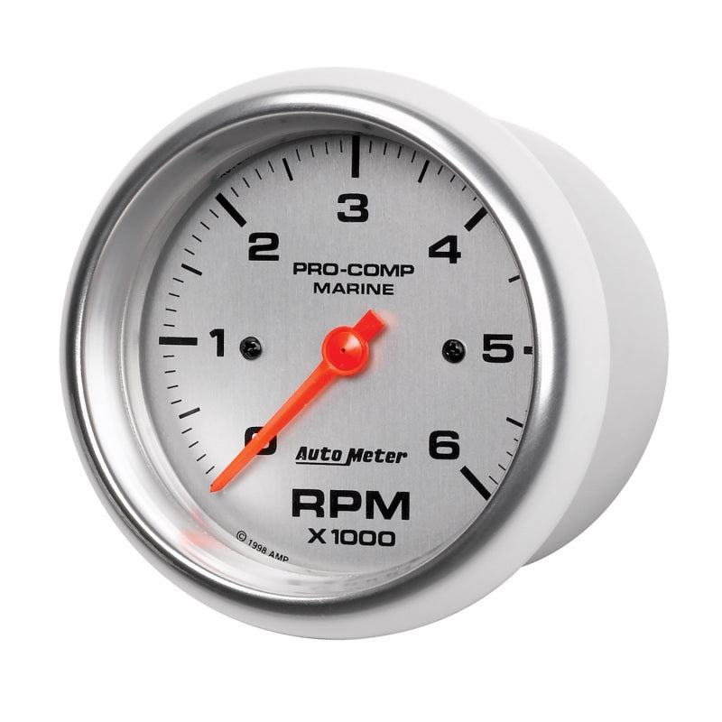 Load image into Gallery viewer, Autometer Marine Silver Ultra-Lite Gauge 3-3/8in Tachometer 6K RPM
