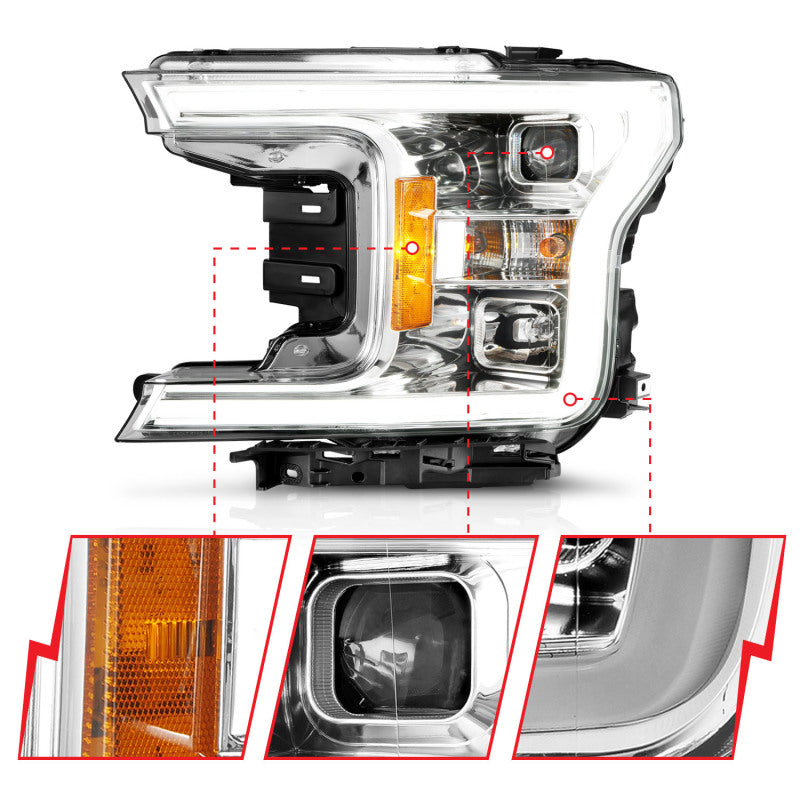 Load image into Gallery viewer, ANZO 18-19 Ford F-150 Projector Headlights w/Plank Style Switchback Chrome w/Amber
