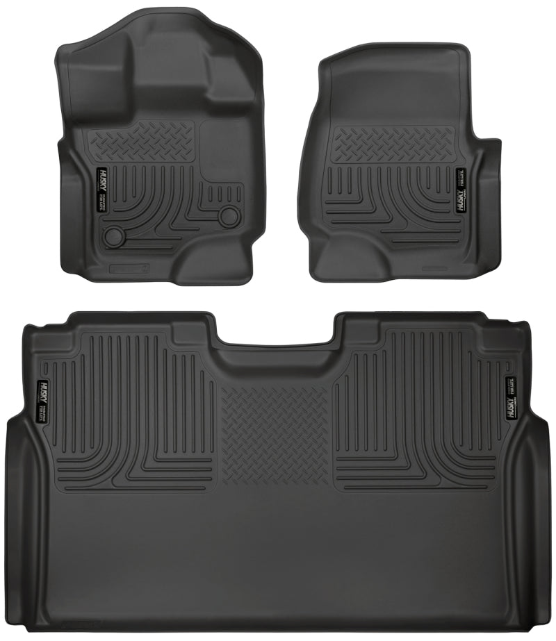 Load image into Gallery viewer, Husky Liners 15-23 Ford F-150 SuperCrew Weatherbeater Black Front &amp; 2nd Seat Floor Liners
