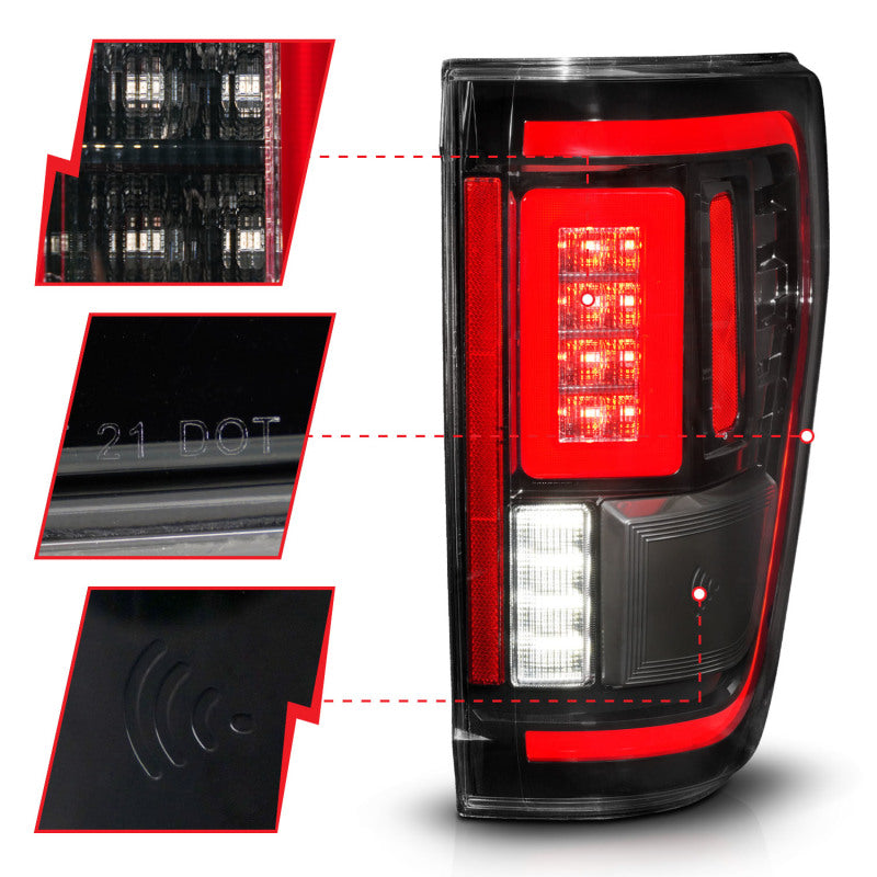Load image into Gallery viewer, ANZO 21-23 Ford F-150 LED Taillights Seq. Signal w/BLIS Cover - Black (For Factory Halogen ONLY)
