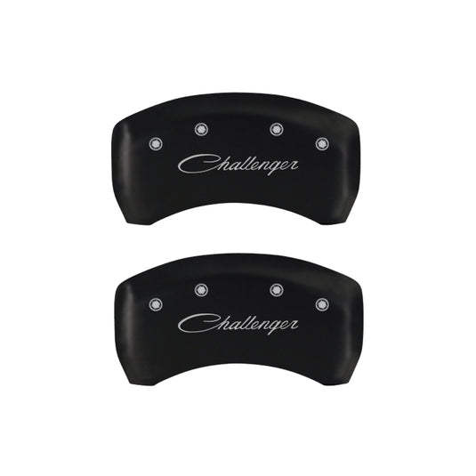 MGP 4 Caliper Covers Engraved Front & Rear Cursive/Challenger Red finish silver ch