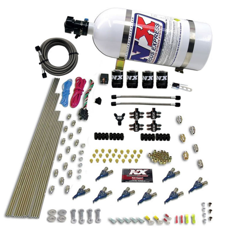 Load image into Gallery viewer, Nitrous Express 8 Cyl Piranha Direct Port 4 Solenoids Nitrous Kit (200-500HP) w/10lb Bottle
