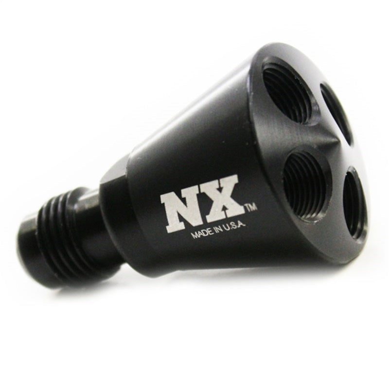 Load image into Gallery viewer, Nitrous Express 4 Port Showerhead Distribution Block w/-6 Male - Black
