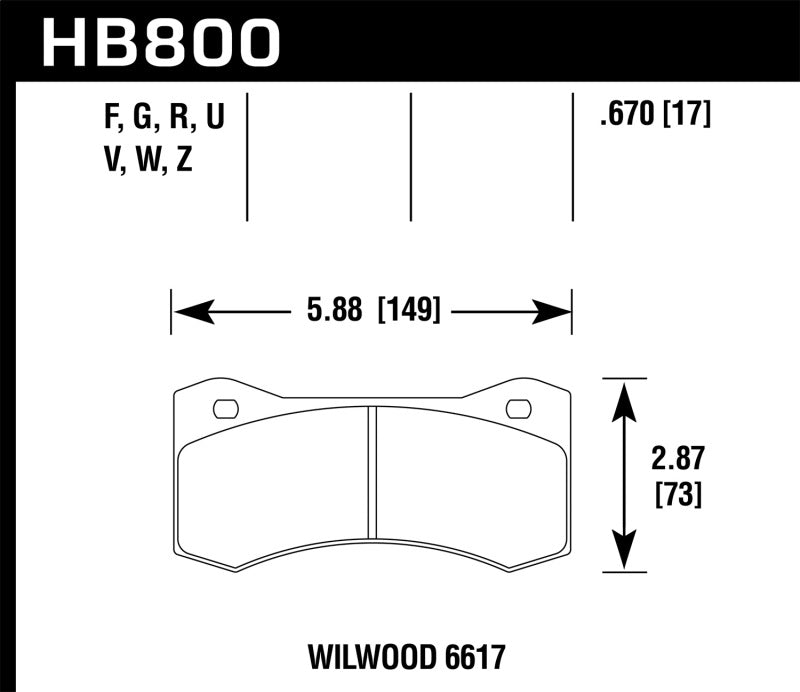 Load image into Gallery viewer, Hawk Wilwood 17mm 6617 Caliper Brake Pad Set
