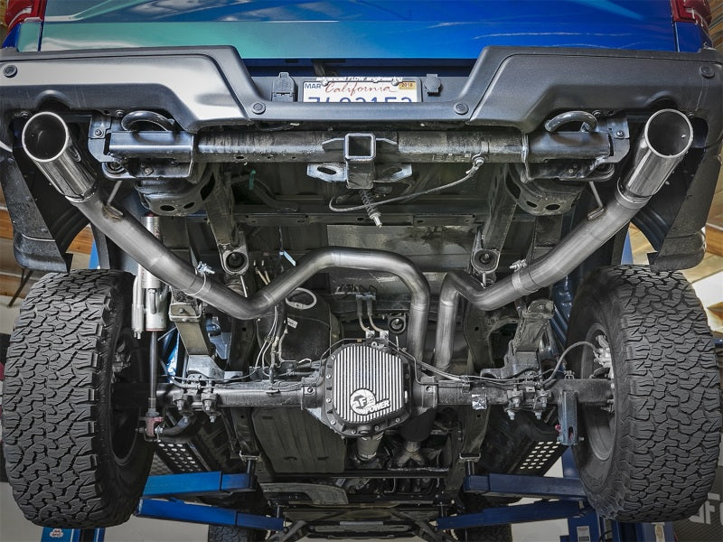 Load image into Gallery viewer, aFe MACHForce-XP 3in to 3-1/2in 304 SS Cat-Back Exhaust w/Polished Tips 17-18 Ford F-150 Raptor 3.5L

