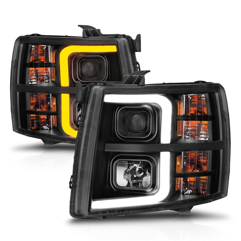 Load image into Gallery viewer, ANZO 2007-2013 Chevrolet Silverado 1500 Projector w/ Light Bar Black Housing w/ Sequential
