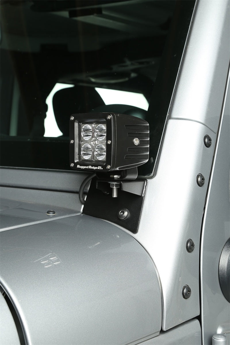 Load image into Gallery viewer, Rugged Ridge 07-18 Jeep Wrangler JK Textured Black Windshield Aux. Light Mounting Brackets
