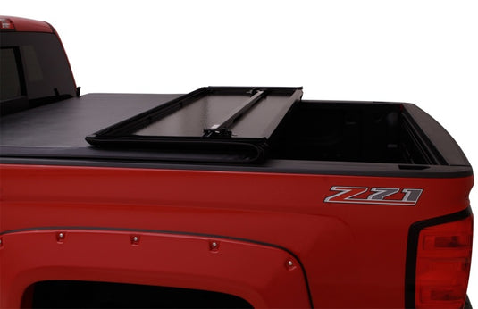 Lund 07-13 Toyota Tundra Fleetside (8ft. Bed) Hard Fold Tonneau Cover - Black