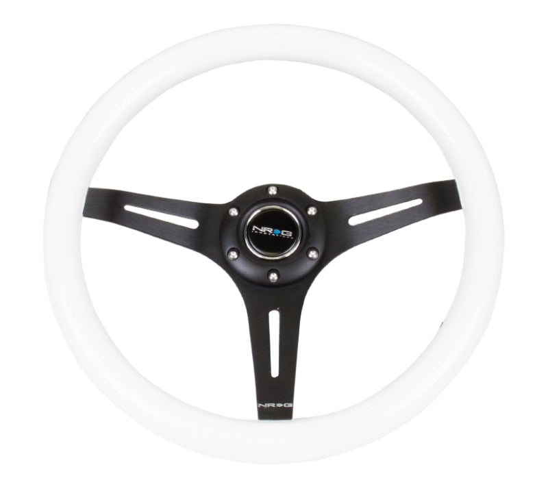 Load image into Gallery viewer, NRG Classic Wood Grain Steering Wheel (350mm) White Paint Grip w/Black 3-Spoke Center
